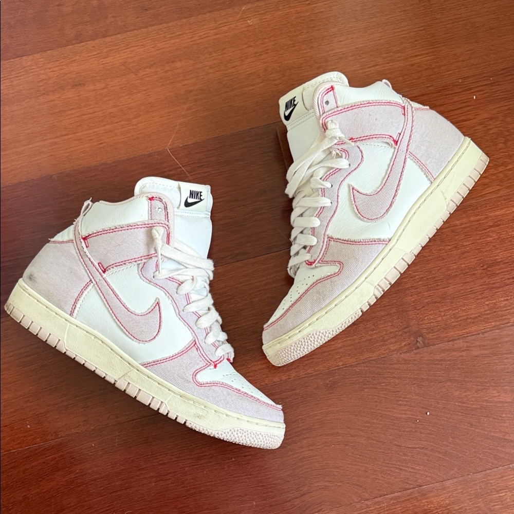 Nike Dunks White and Pink High-Top Sneakers